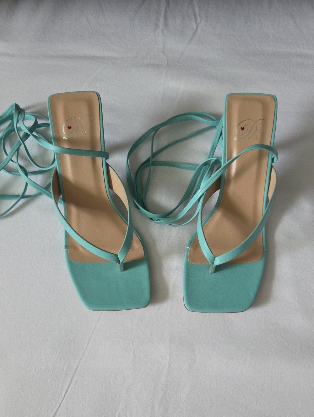 Women's Strappy Lace-Up Sandals in Mint